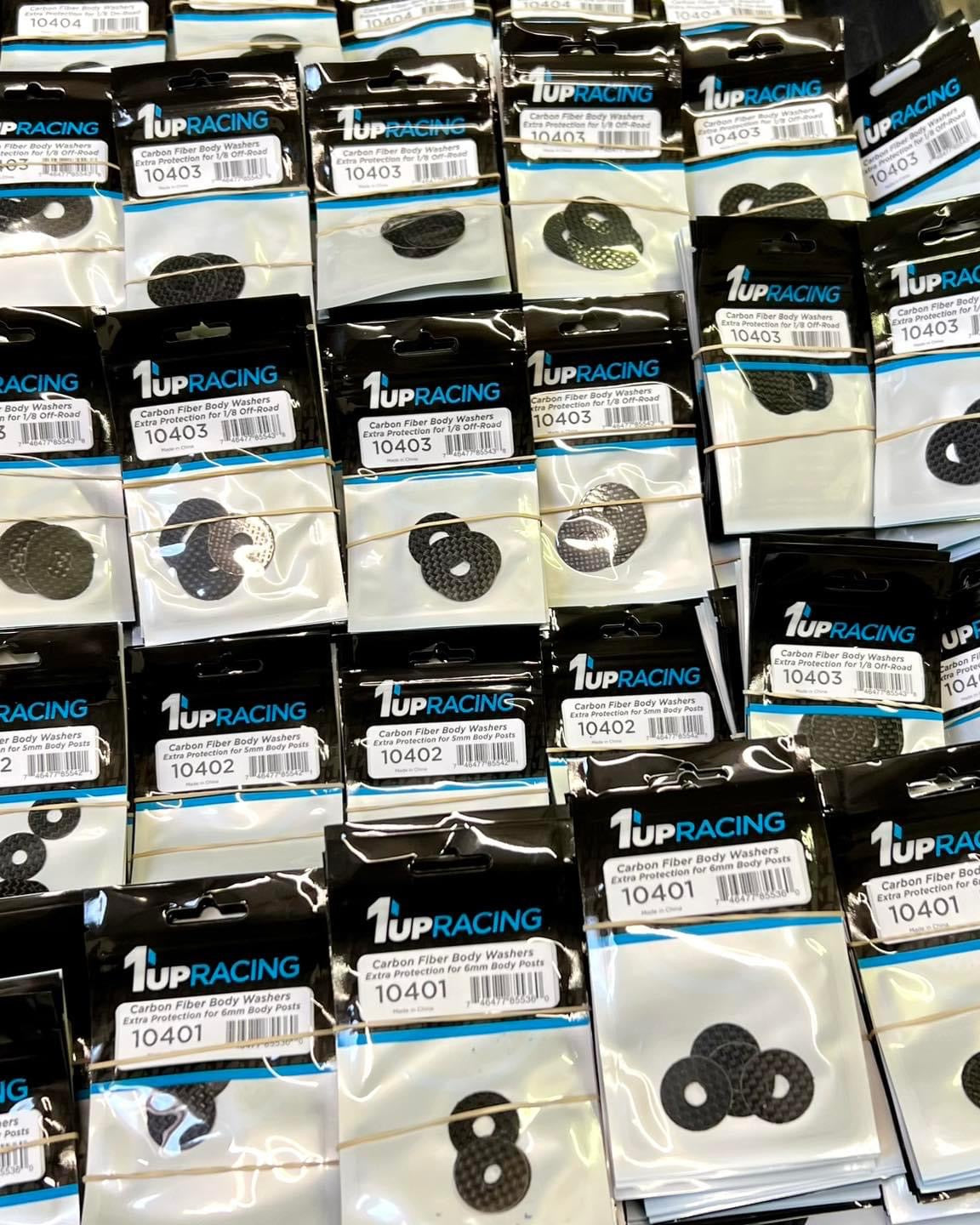 Fresh Restock of 1up Racing Original Carbon Fiber Protective Washers!