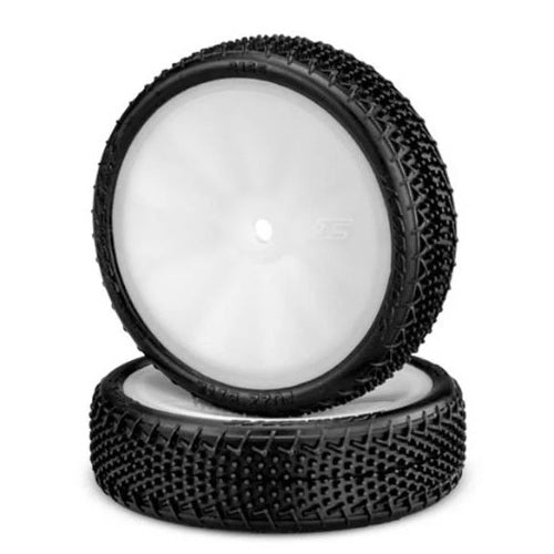 JConcepts Fuzz Bite LP 2.2" Pre-Mounted 2WD Front Buggy Carpet Tires (White) (2)