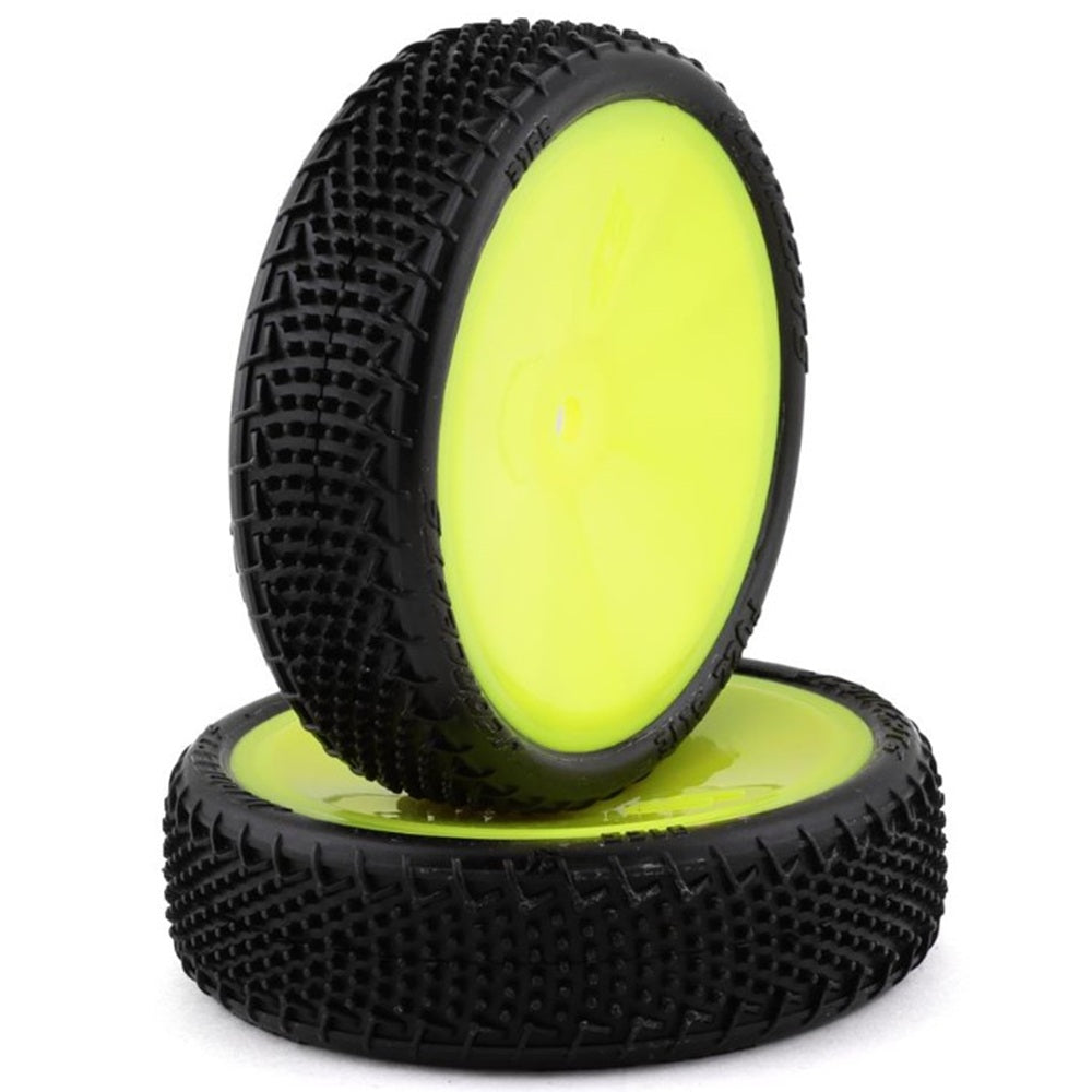 JConcepts Fuzz Bite LP 2.2 Pre-Mounted 2WD Front Buggy Carpet Tires (Yellow) (2)