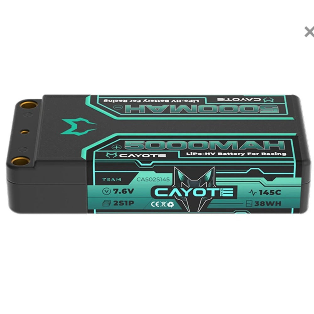 Cayote 2S 145C LCG Shorty LiHV Battery (7.6V/5000mAh) w/5mm Bullets