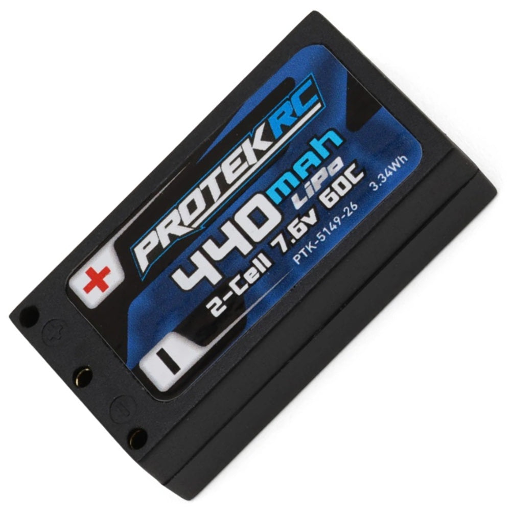 ProTek RC 2S 60C Low IR 1/28 Hard Case LiPo (7.6v/440mah) w/2mm Bullets