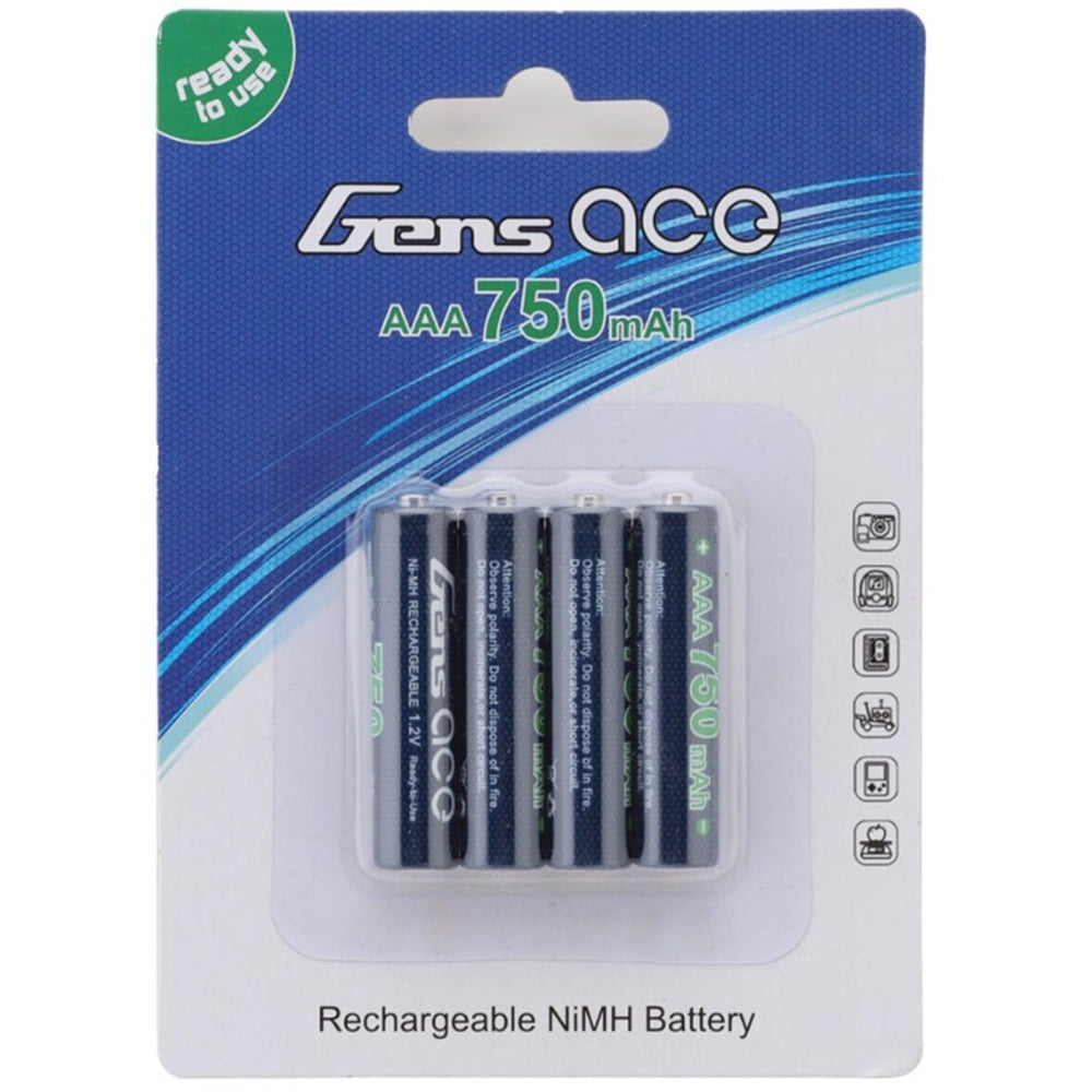 Gens Ace High Power Rechargeable AAA NIMH Battery (1.2V/750mAh) (4) (Mini-Z)