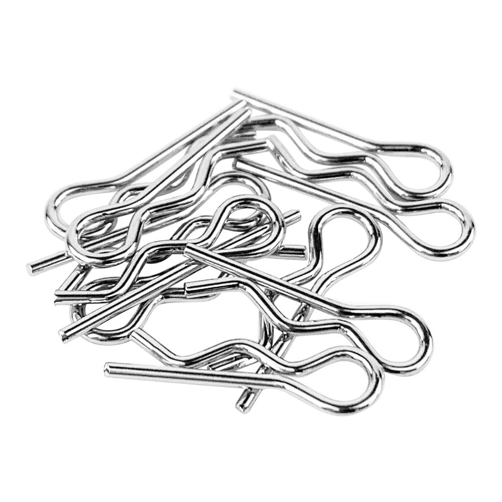 1up Racing Body Clips - Chrome - 10pcs