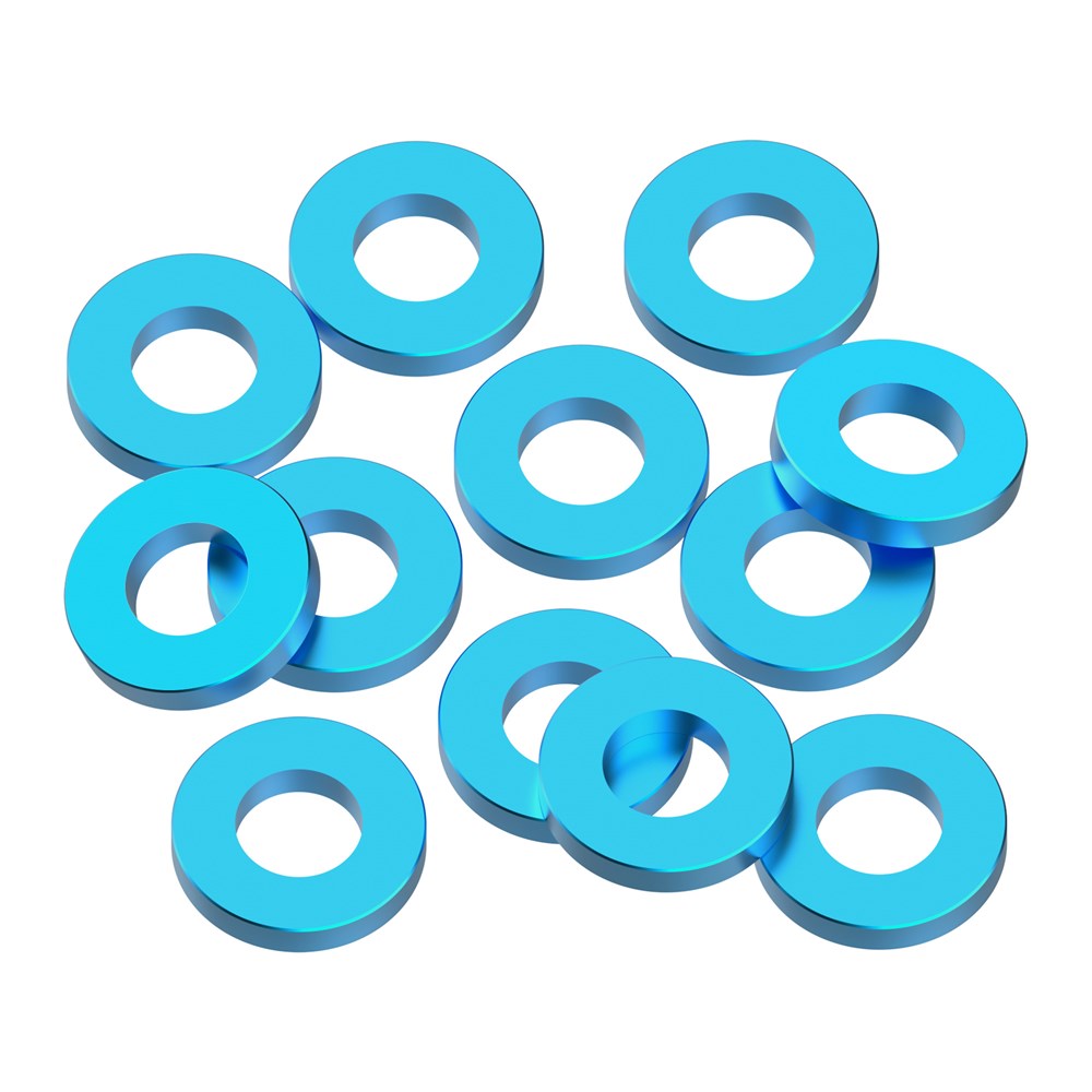 1up Racing Precision Aluminum Shims - 3x6x1mm - Bright Blue