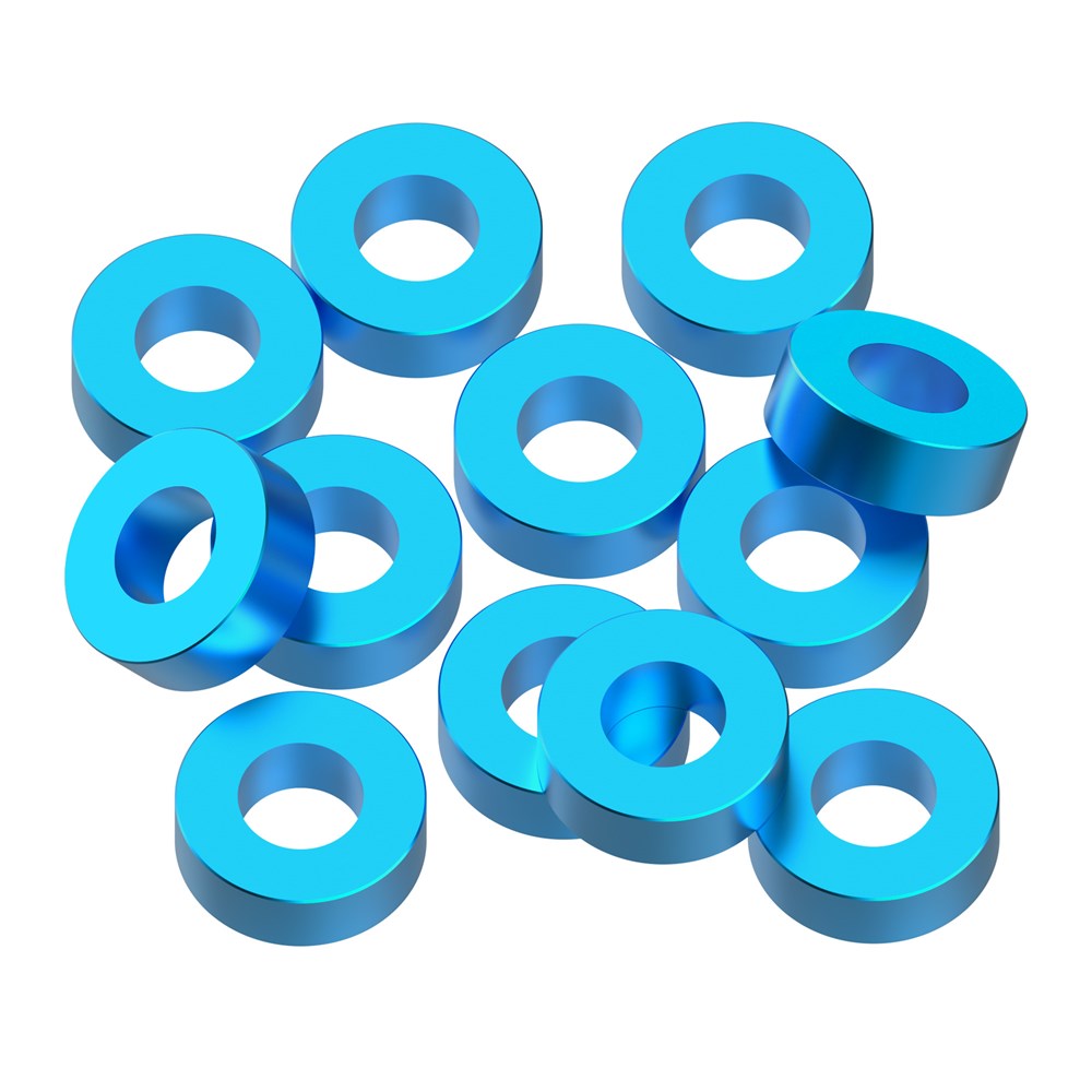 1up Racing Precision Aluminum Shims - 3x6x2mm - Bright Blue