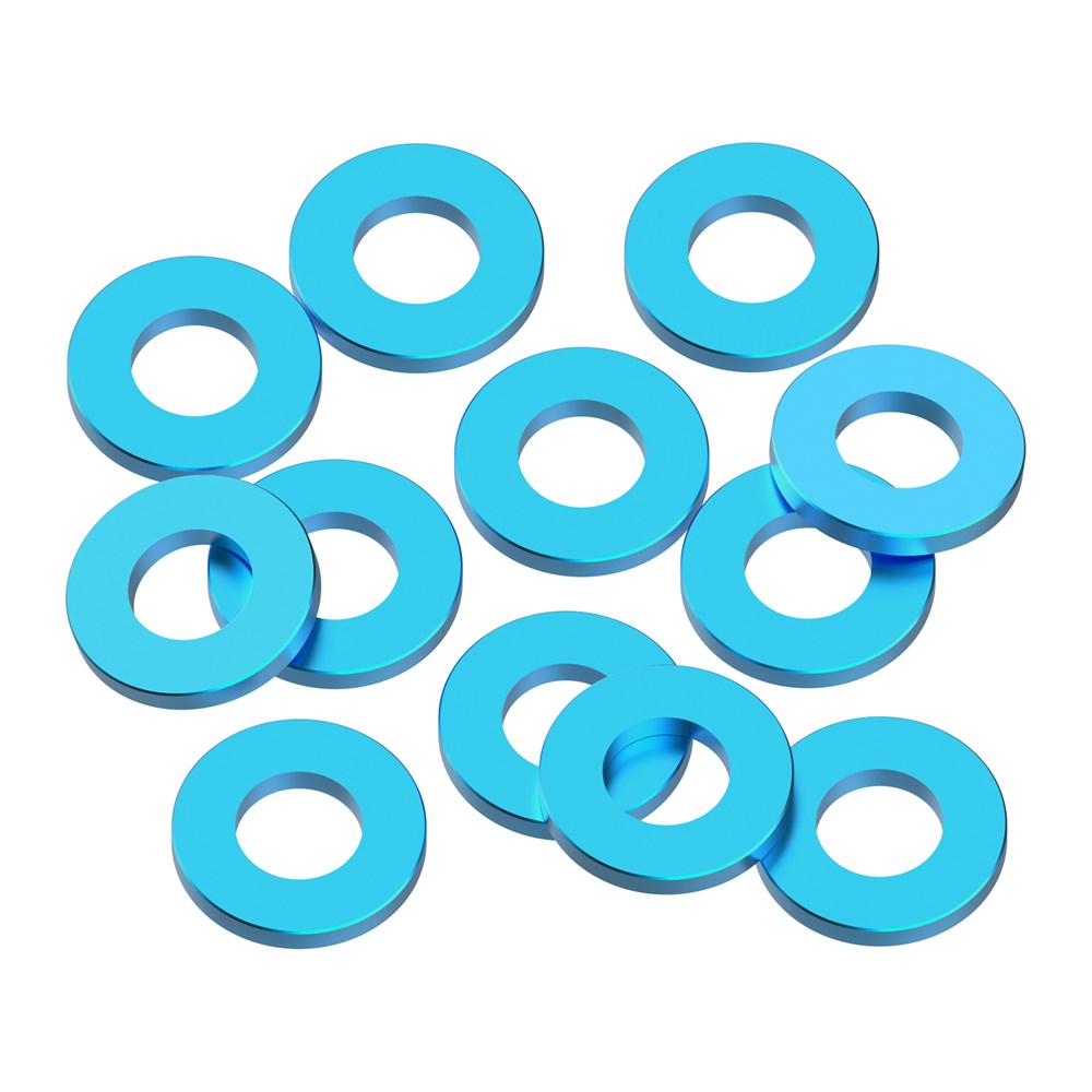 1up Racing Precision Aluminum Shims - 3x6x0.75mm - Bright Blue