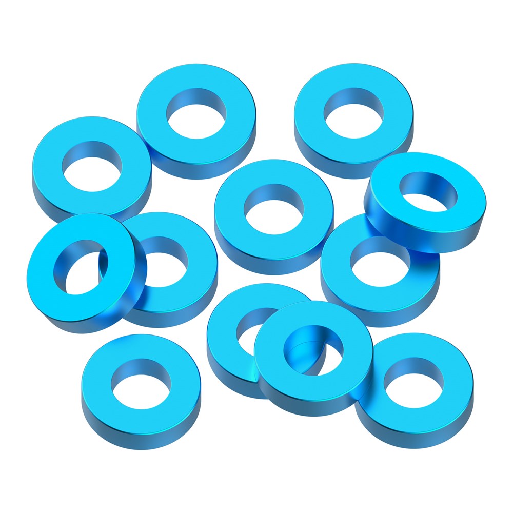 1up Racing Precision Aluminum Shims - 3x6x1.5mm - Bright Blue