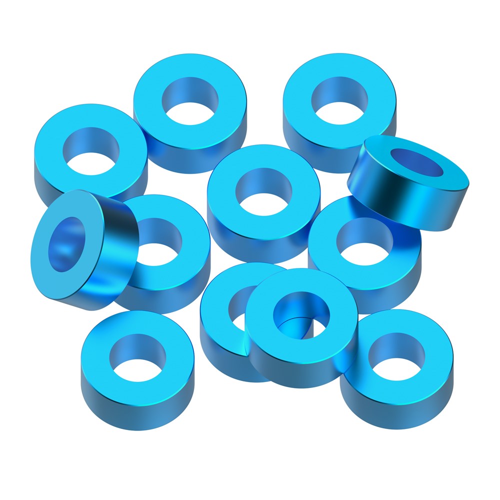 1up Racing Precision Aluminum Shims - 3x6x2.5mm - Bright Blue