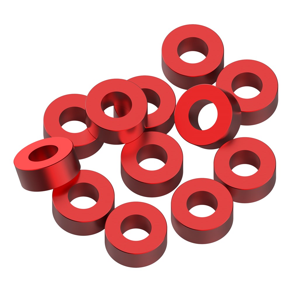 1up Racing Precision Aluminum Shims - 3x6x2.5mm - Red