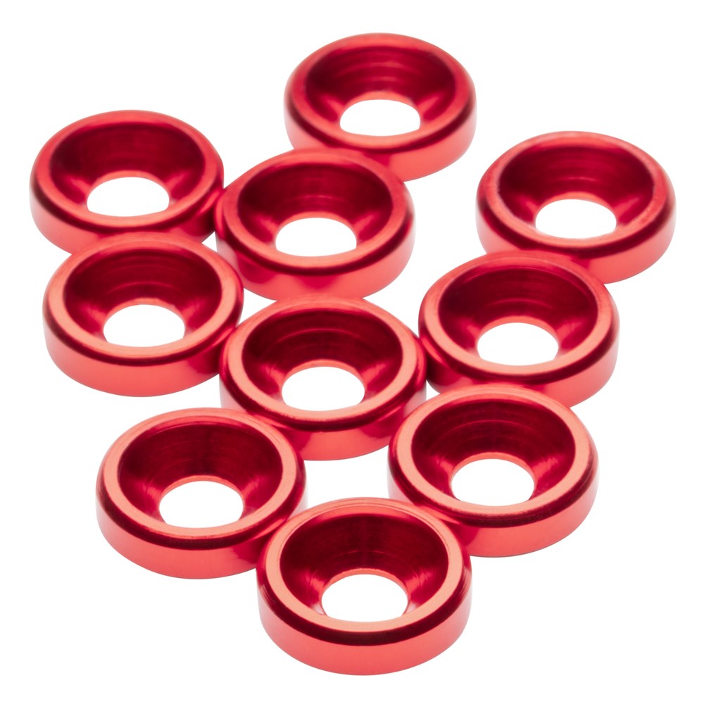 1up Racing Premium Aluminum Countersunk Washers - Red