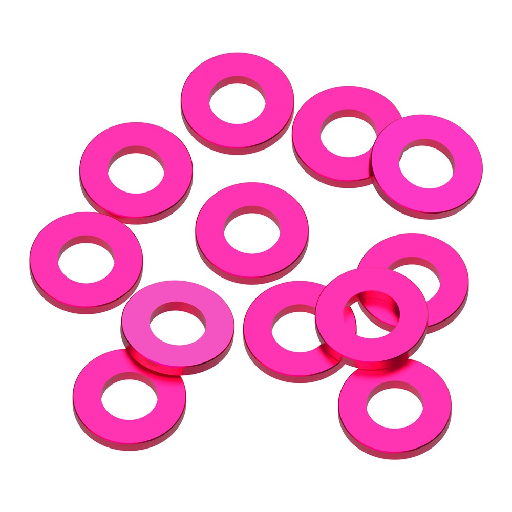 1up Racing Precision Aluminum Shims - 3x6x0.75mm - Hot Pink