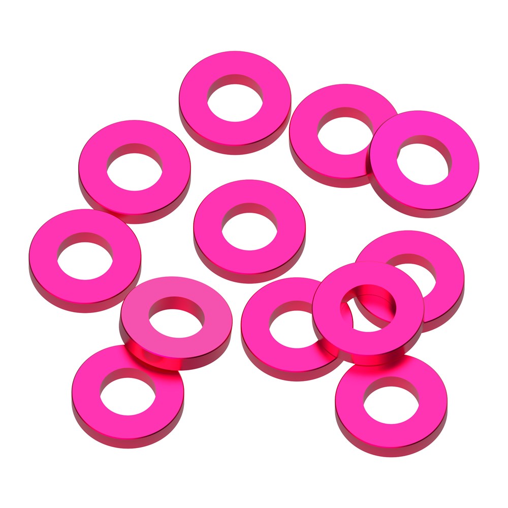 1up Racing Precision Aluminum Shims - 3x6x1mm - Hot Pink