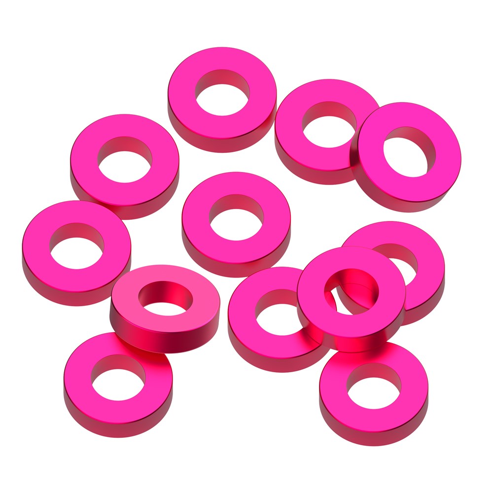 1up Racing Precision Aluminum Shims - 3x6x1.5mm - Hot Pink