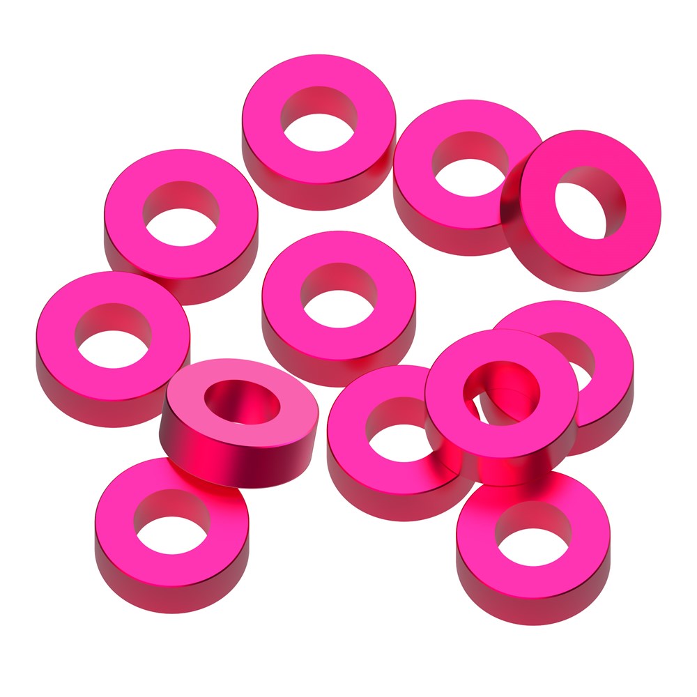 1up Racing Precision Aluminum Shims - 3x6x2mm - Hot Pink