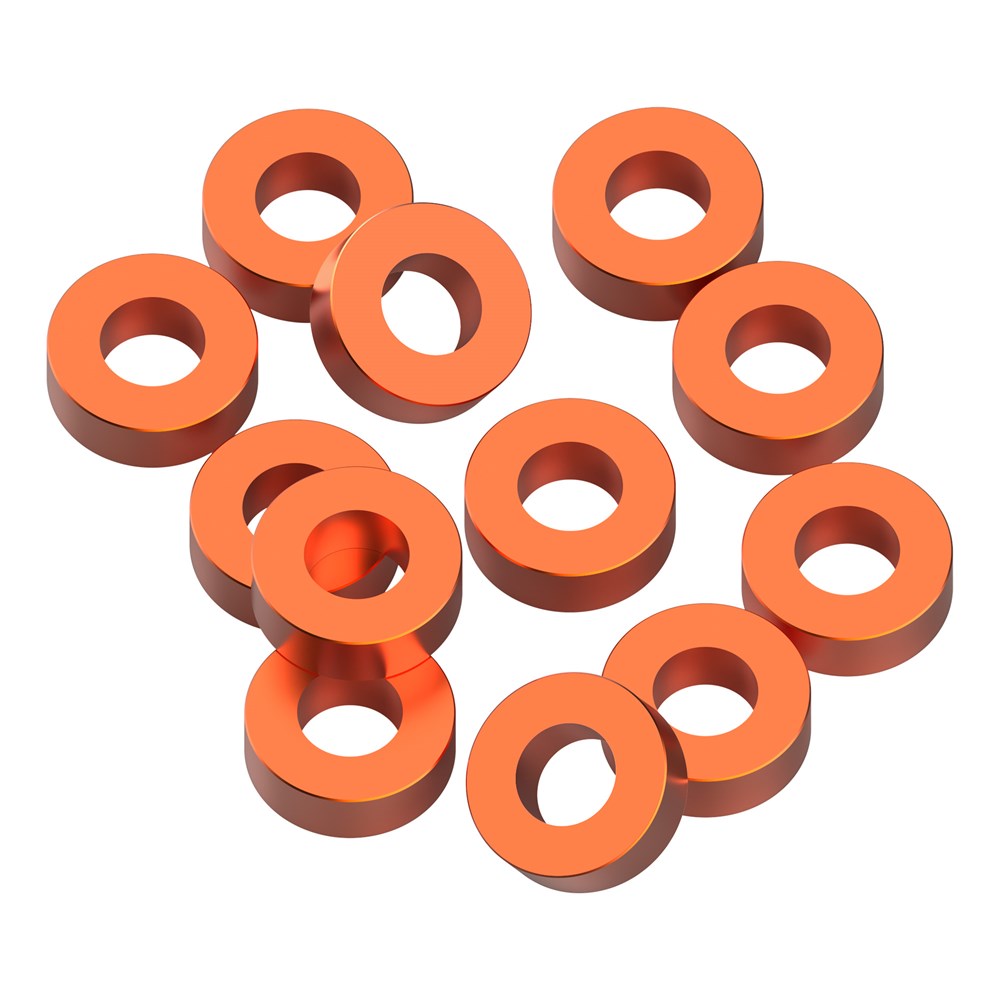 1up Racing Precision Aluminum Shims - 3x6x2mm - Orange