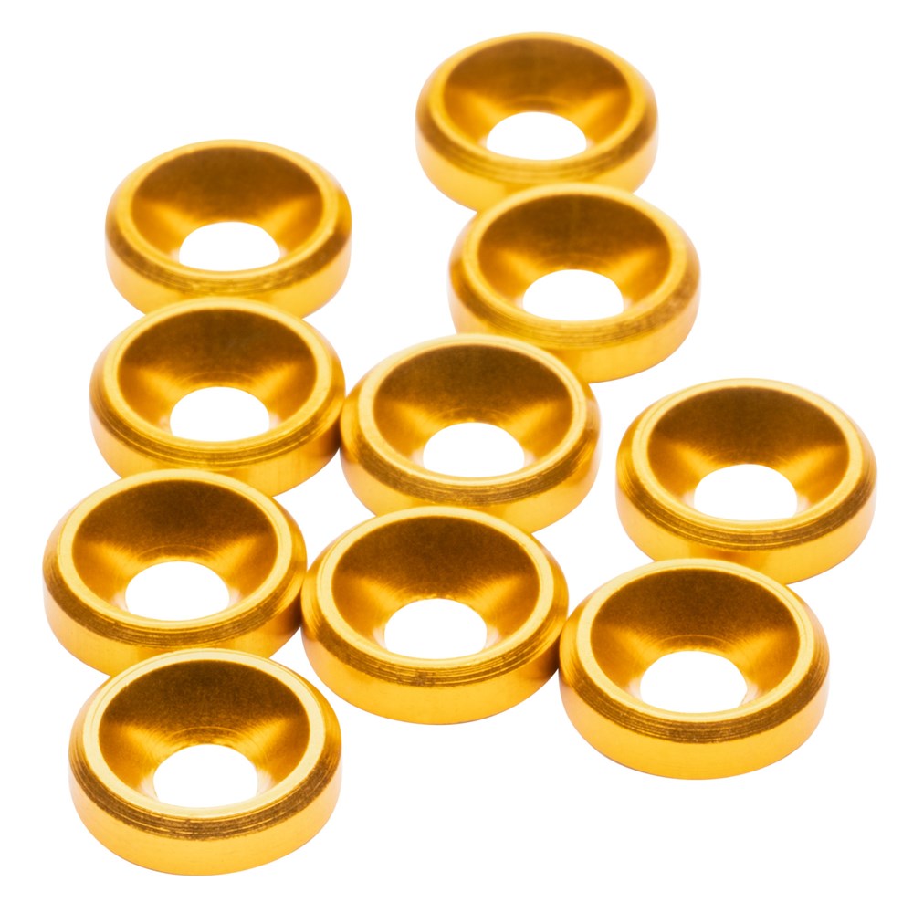 1up Racing Premium Aluminum Countersunk Washers - Gold