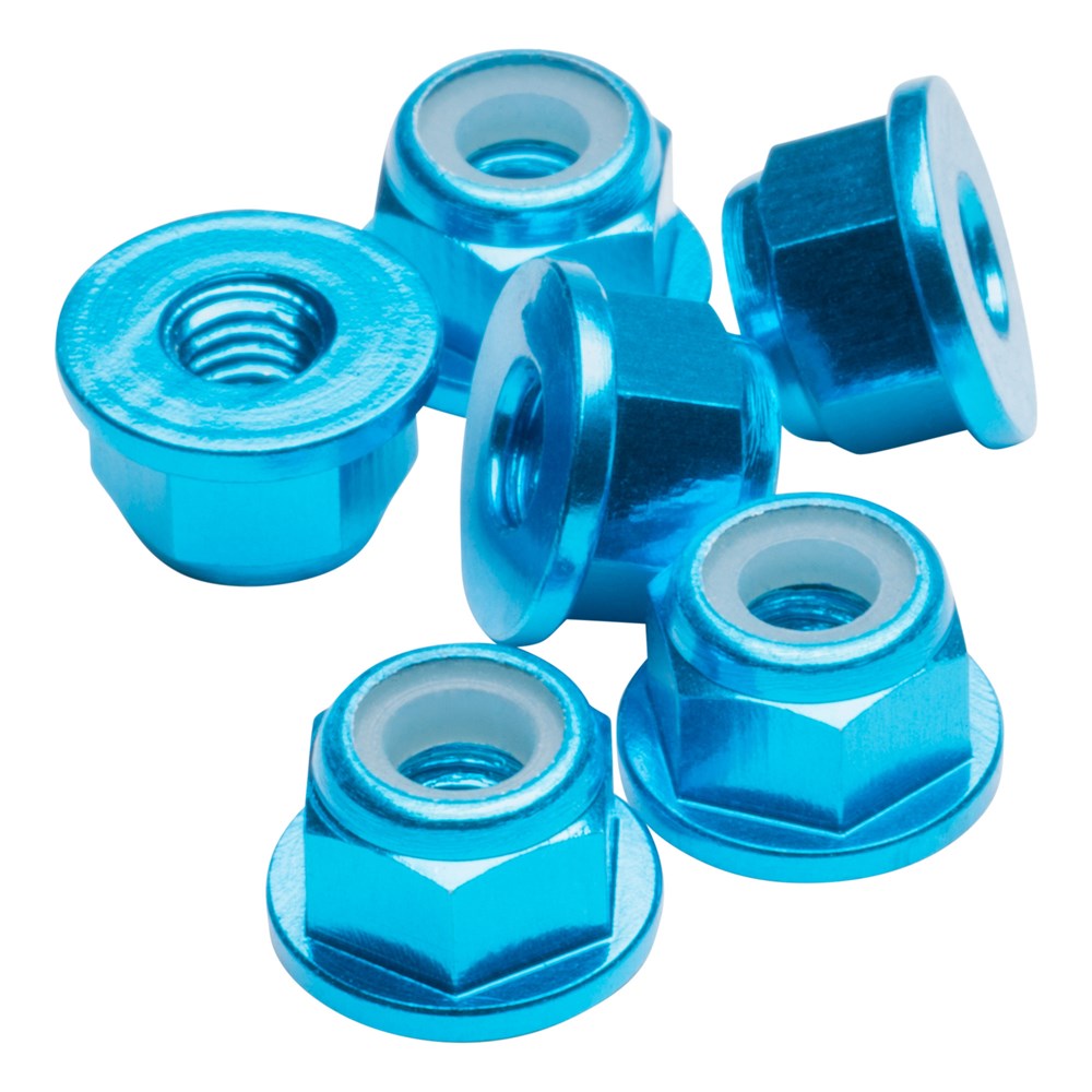 1up Racing Premium Aluminum Locknuts M3 Flanged - Bright Blue