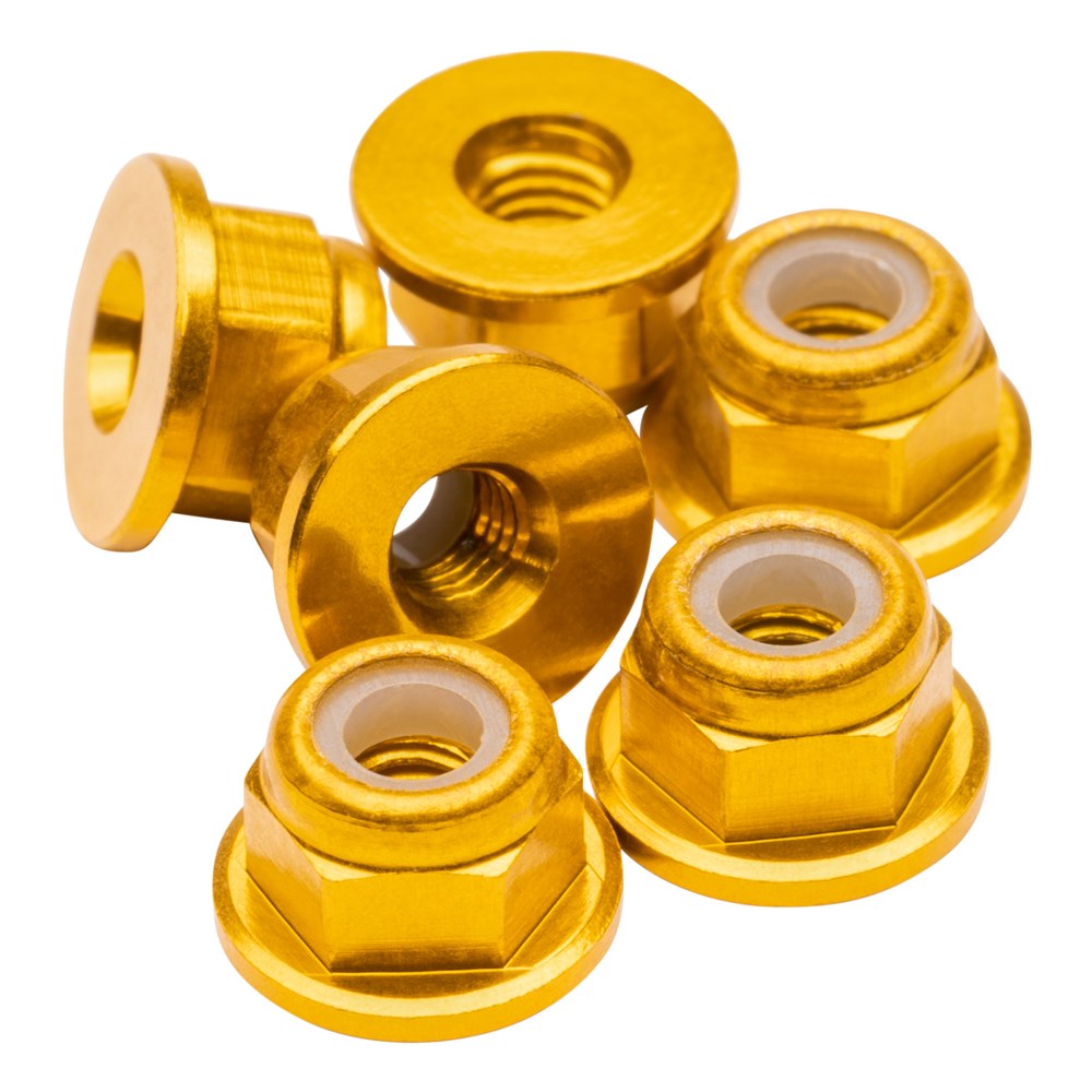 1up Racing Premium Aluminum Locknuts M3 Flanged - Gold