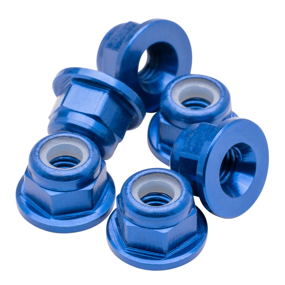 1up Racing Premium Aluminum Locknuts M3 Flanged - Dark Blue