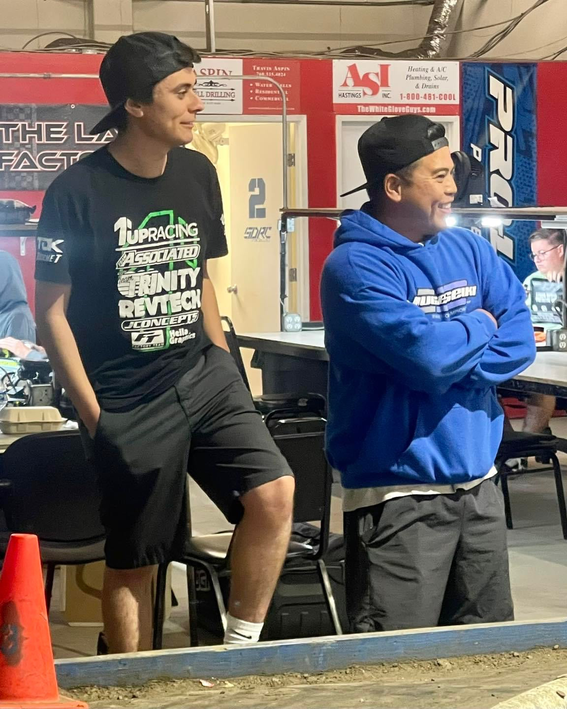 Matty G and Marc Cruz watching Jacob Throw Down at SDRC raceway