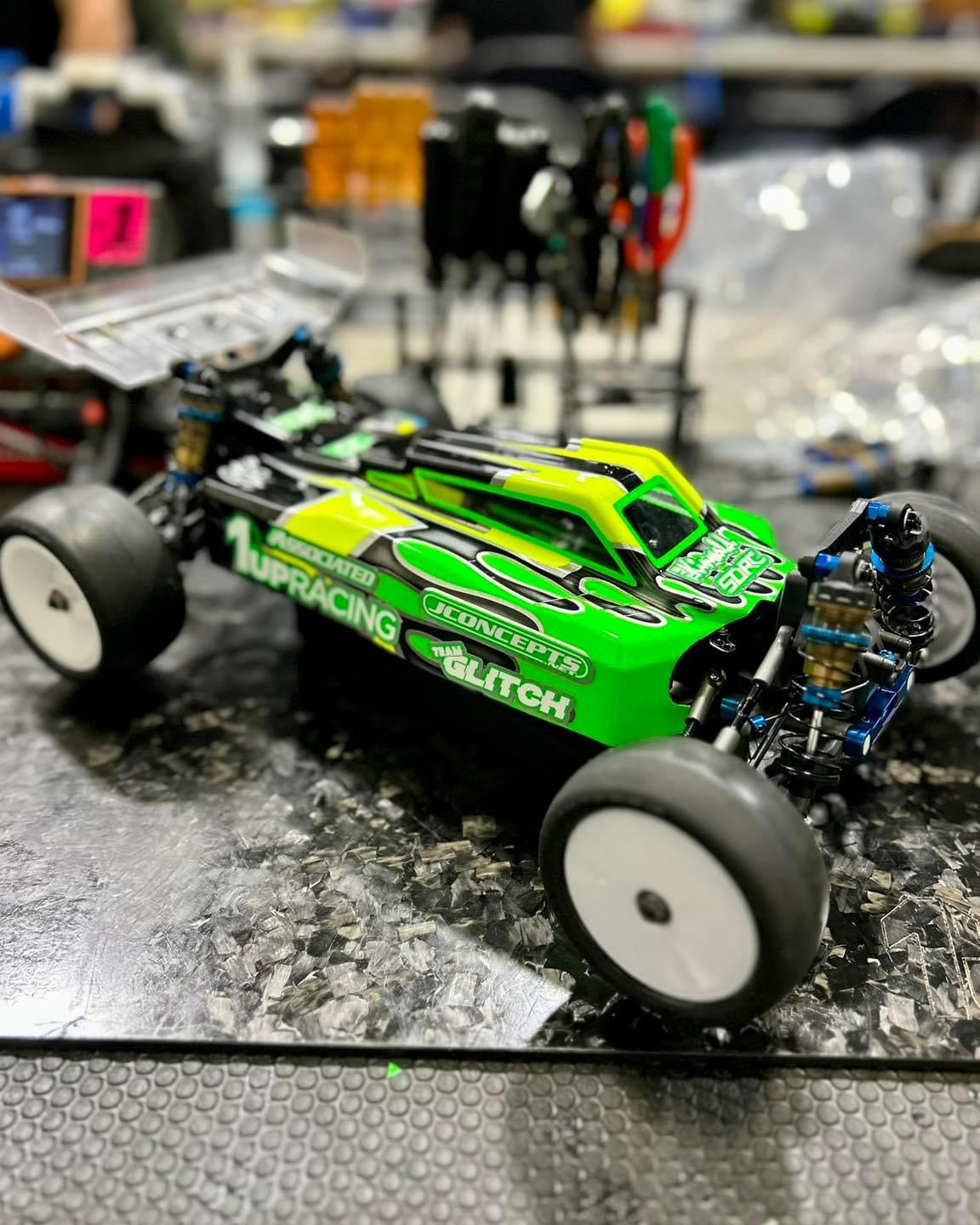 Matty G getting his Factory 1up Racing Team Associated to hit the track