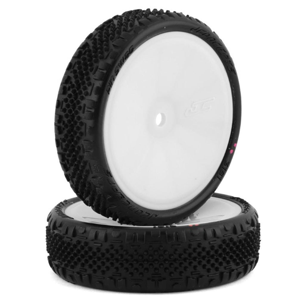 JConcepts Pin Swag Slim 2.2" Pre-Mounted 2WD Front Buggy Carpet Tires (White)