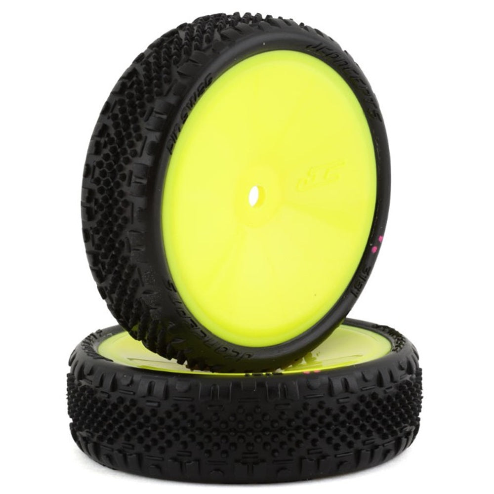 JConcepts Pin Swag Slim 2.2" Pre-Mounted 2WD Front Buggy Carpet Tires (Yellow)