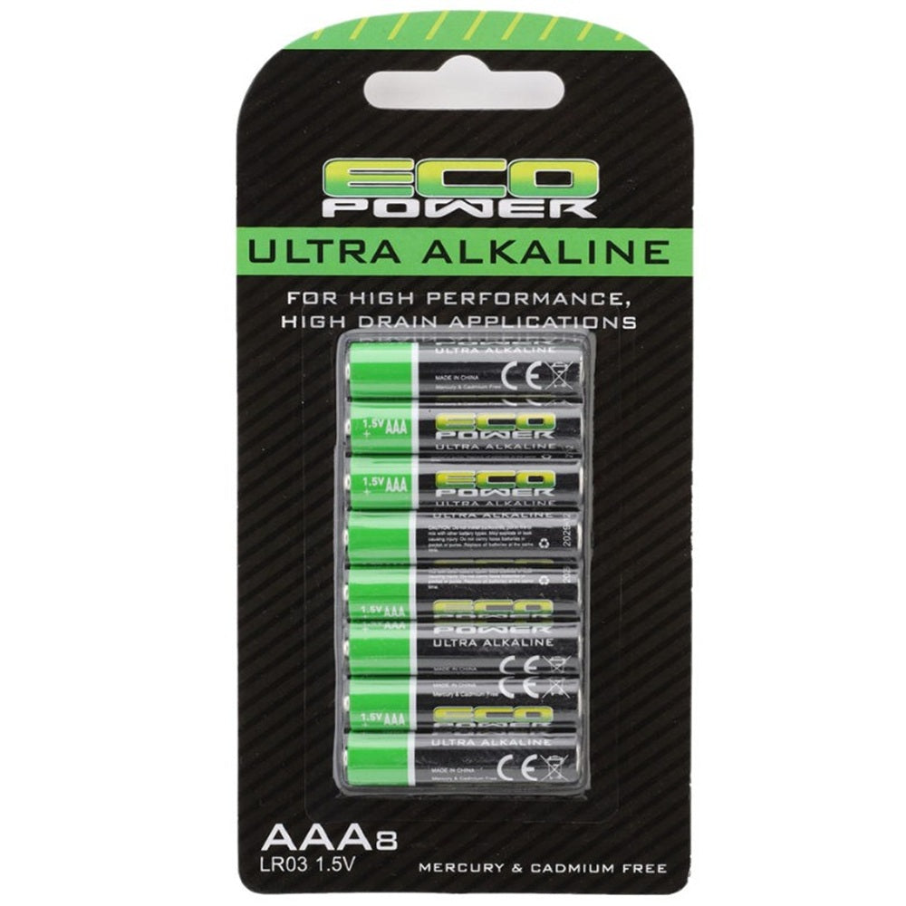 EcoPower Ultra Alkaline AAA Batteries (8) (Mercury & Cadmium Free)