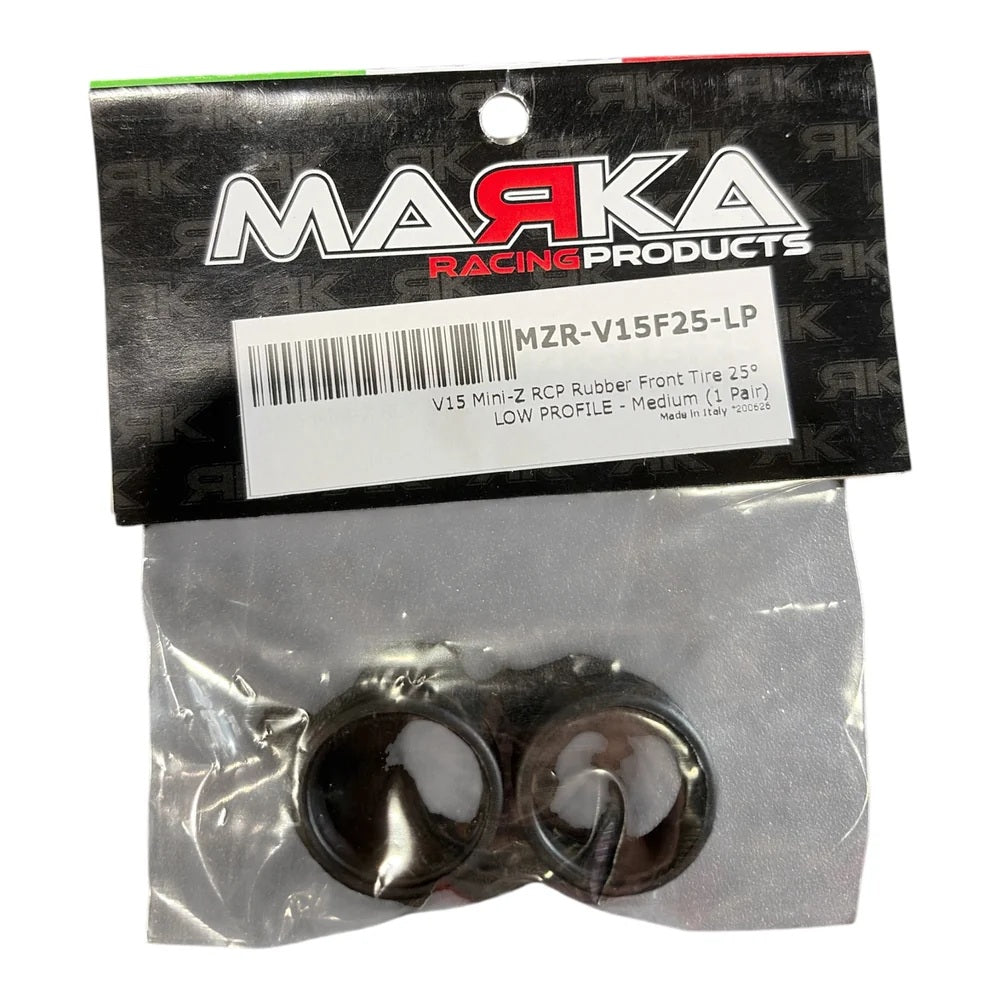 Marka Racing V15 Mini-Z RCP Front Tire Medium Compound - Low Profile 25°