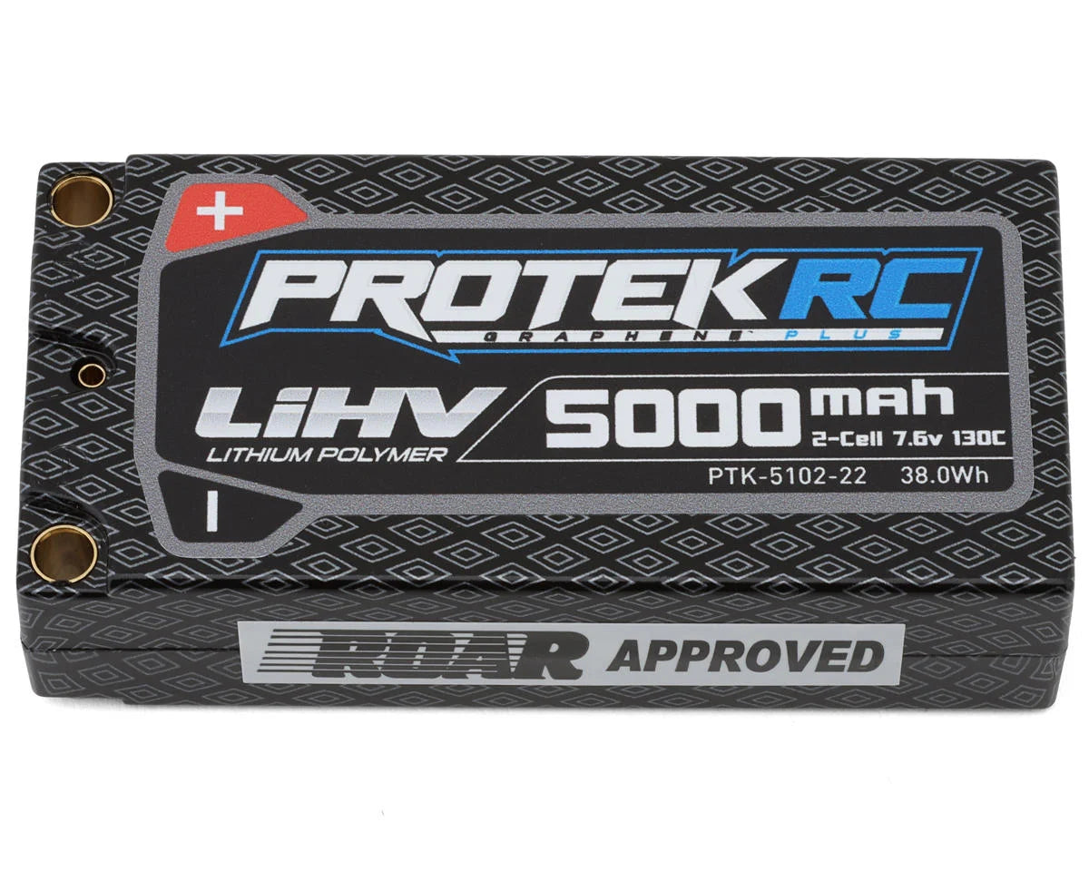 ProTek RC 5000mAh 7.6v 130C 2S Low IR Si-Graphene + HV Shorty LiPo Battery