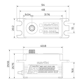 Savox SB-3262SG-BE HV Low Profile Brushless Servo - Black Edition - .065sec/486.1oz