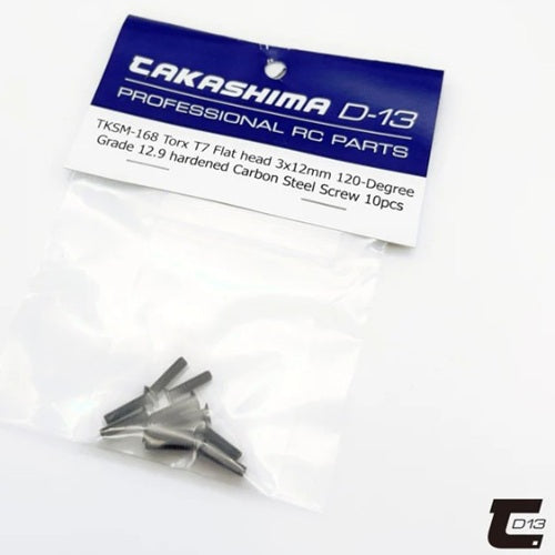 TD13 Torx  T7 Flat head 3x12mm 120-Degree Grade 12.9 hardened Carbon Steel Screw 10pcs