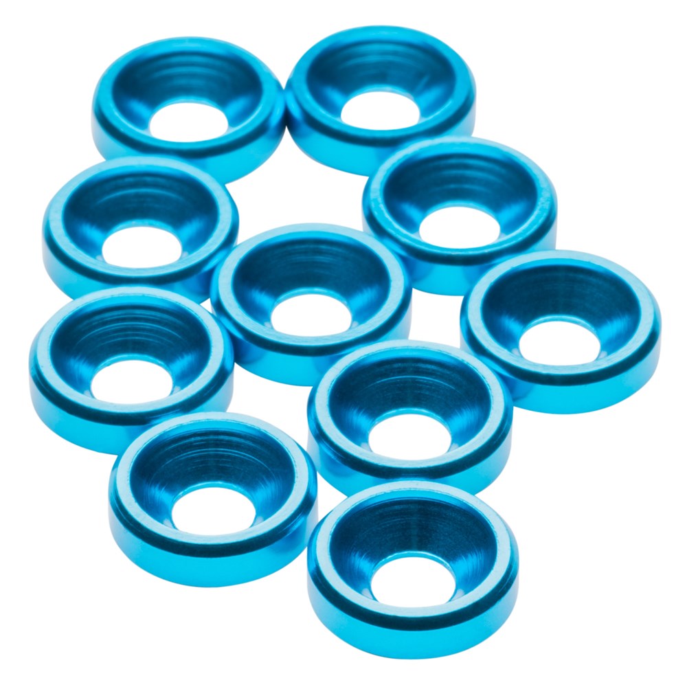 1up Racing Premium Aluminum Countersunk Washers - Bright Blue
