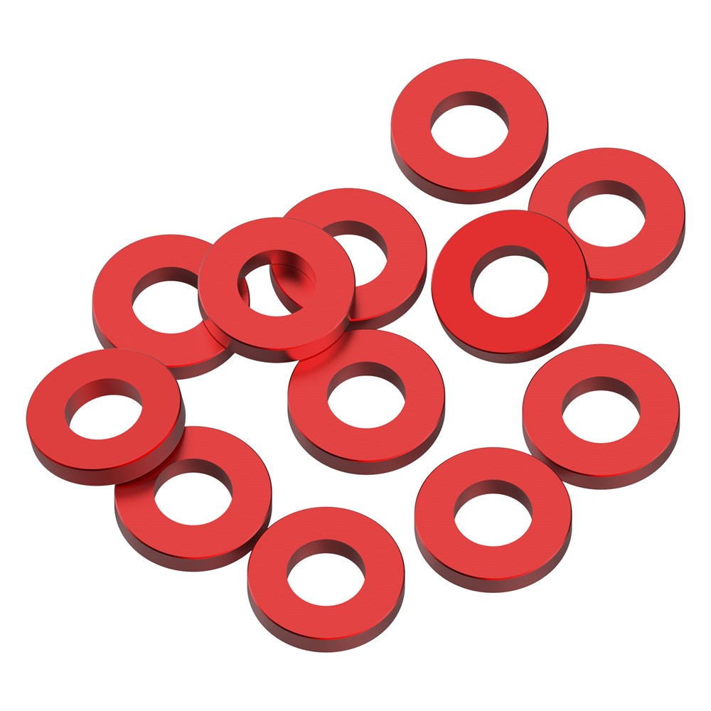 1up Racing Precision Aluminum Shims - 3x6x1mm - Red