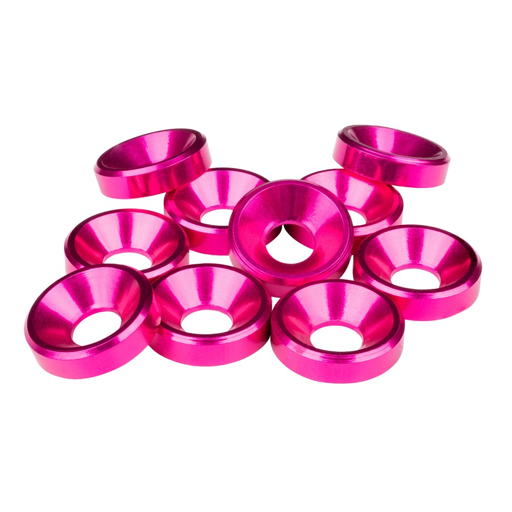 1up Racing Premium Aluminum Countersunk Washers - Hot Pink